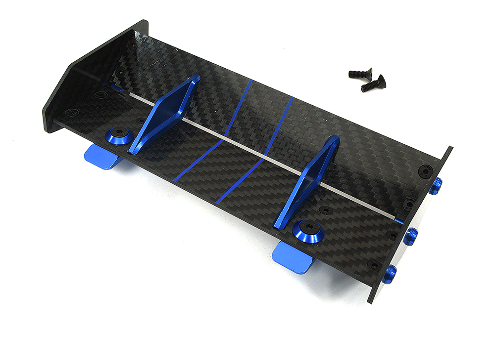 C34201BLUE Carbon Fiber Rear Aero Wing Kit for Arrma 1/10 Vorteks 2WD 4X4 3s BLX ARA480045 - Image 1