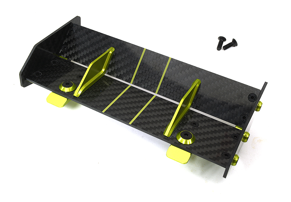 C34201GREEN Carbon Fiber Rear Aero Wing Kit for Arrma 1/10 Vorteks 2WD 4X4 3s BLX ARA480045 - Image 1