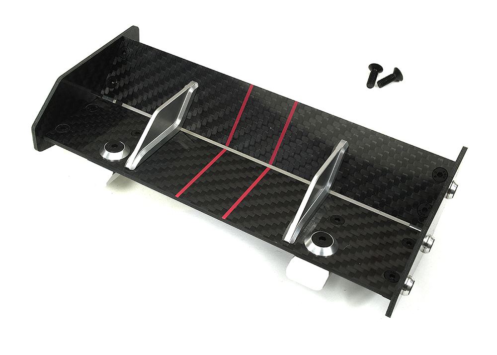 C34201SILVER Carbon Fiber Rear Aero Wing Kit for Arrma 1/10 Vorteks 2WD 4X4 3s BLX ARA480045 - Image 1