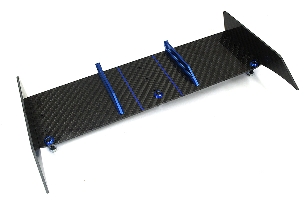C34202BLUE Carbon Fiber Rear Aero Wing Kit for Losi 1/10 Camaro 22S 2WD No Prep Drag - Image 1
