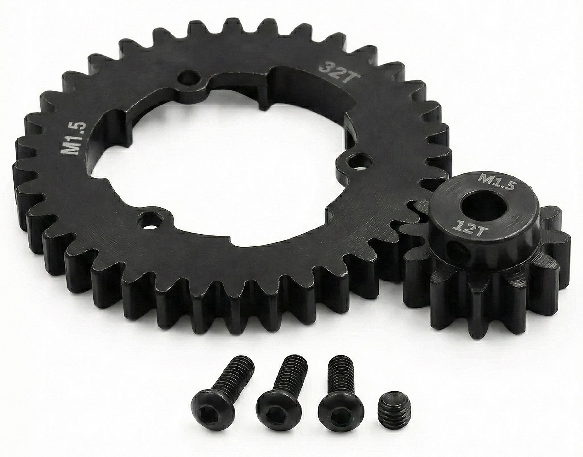 C34238 HD Steel 5mm Bore 12T Pinion+32T Spur Gear Set 1.5 MOD for Traxxas X-Maxx & XRT - Image 1