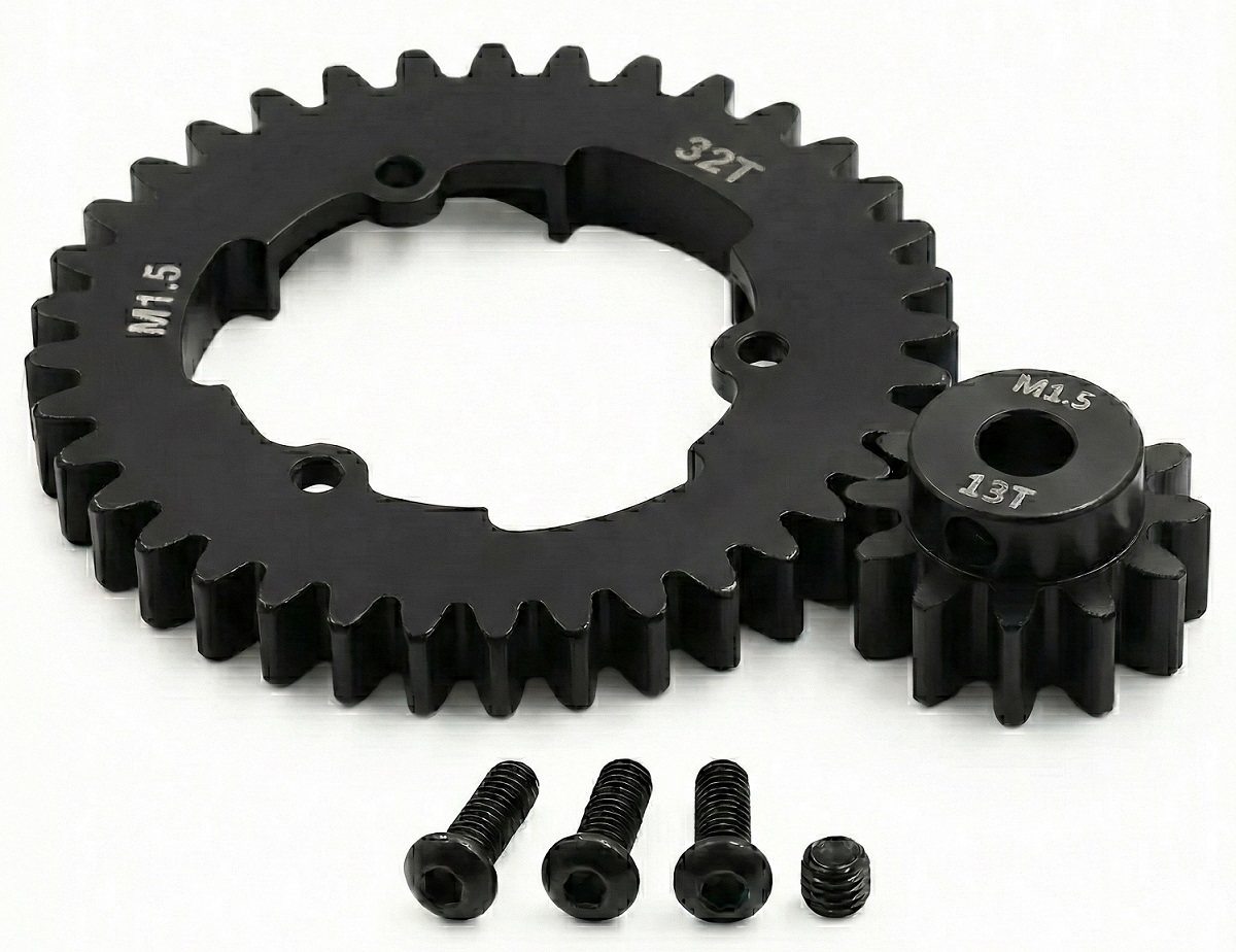 C34239 HD Steel 5mm Bore 13T Pinion+32T Spur Gear Set 1.5 MOD for Traxxas X-Maxx & XRT - Image 1