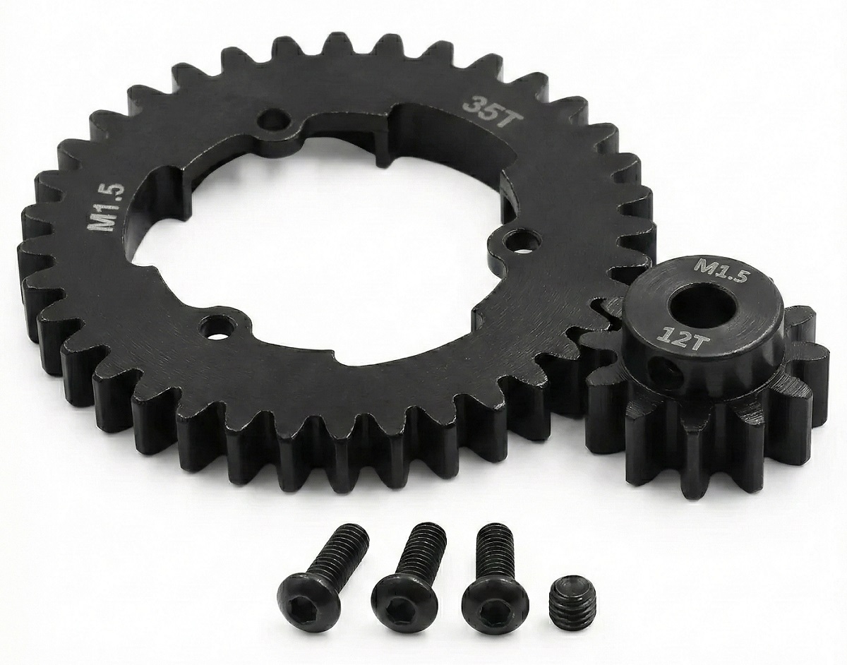 C34240 HD Steel 5mm Bore 12T Pinion+35T Spur Gear Set 1.5 MOD for Traxxas X-Maxx & XRT - Image 1