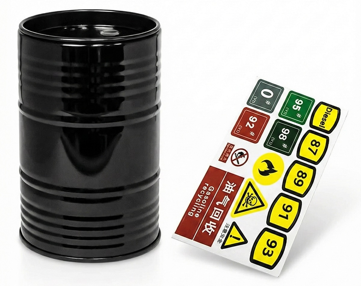 C34253BLACK Realistic Metal 1/10 Scale 55 Gallon Drum / Container / Barrel - Image 1