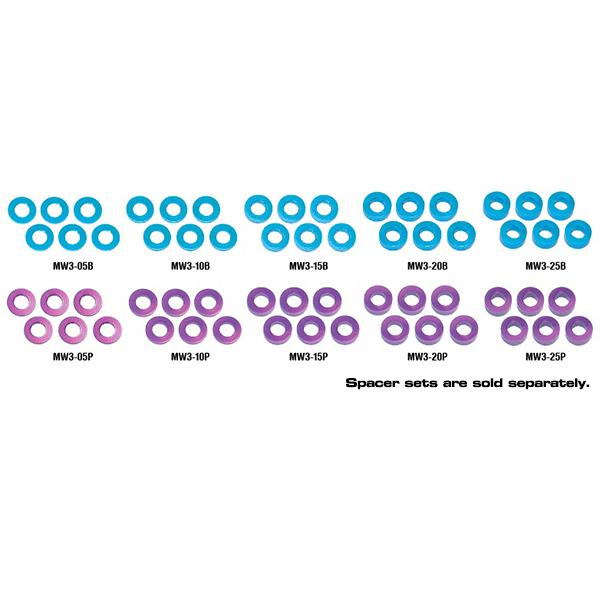 MMR-MW3-25B Muchmore Racing Color Aluminum Adjust Spacer 3.0x2.5mm Blue (6pcs) - Image 1