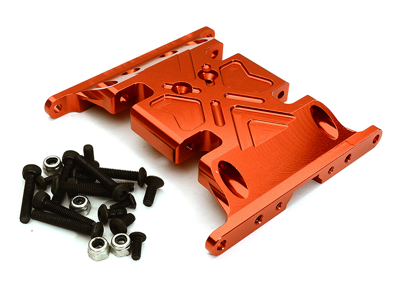 OBM1209RED CNC Machined Center Gearbox Mount Skid Plate for Axial 1/10 SCX-10 Crawler - Image 1