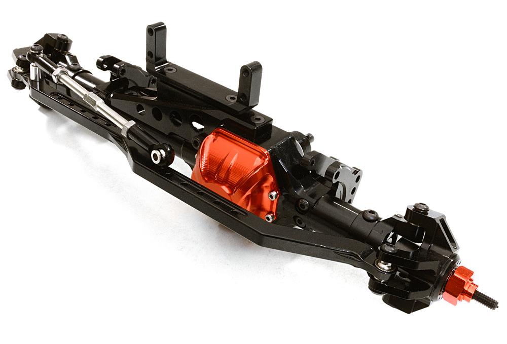 OBM1223BLACK Billet Machined Complete Front Axle Assembly for Axial 1/10 RR10 Bomber 4WD - Image 1