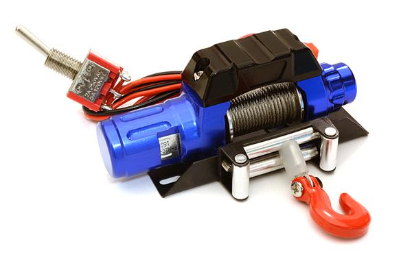 OBM1352BLUEBLACK CNC Machined Realistic Power Winch for Scale Rock Crawler 1/10 Size - Image 1