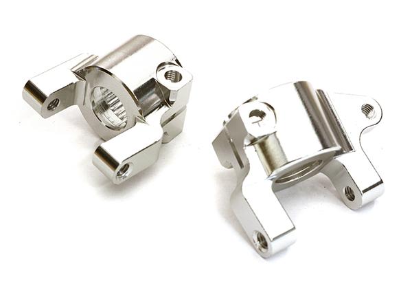 OBM1361SILVER CNC Alloy Machined Front Caster Blocks for Axial 1/10 SCX10 II (#90046-47) - Image 1