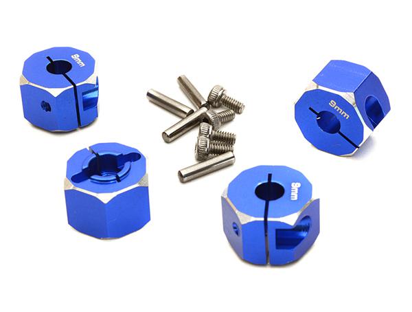 OBM1375BLUE 12mm Hex Wheel (4) Hub 9mm Thick for 1/10 Axial, Tamiya, Drift & TC - Image 1
