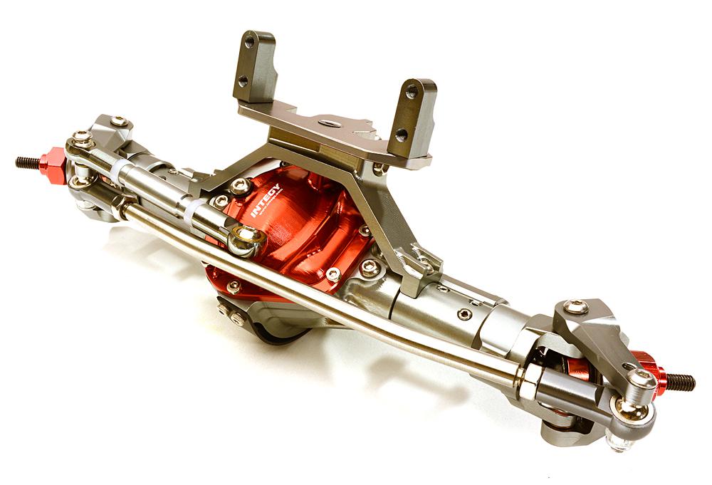 OBM1632GUNRED Complete 4-Link Front Axle w/ Internals for Axial SCX-10 & Custom 1.9 Crawlers - Image 1