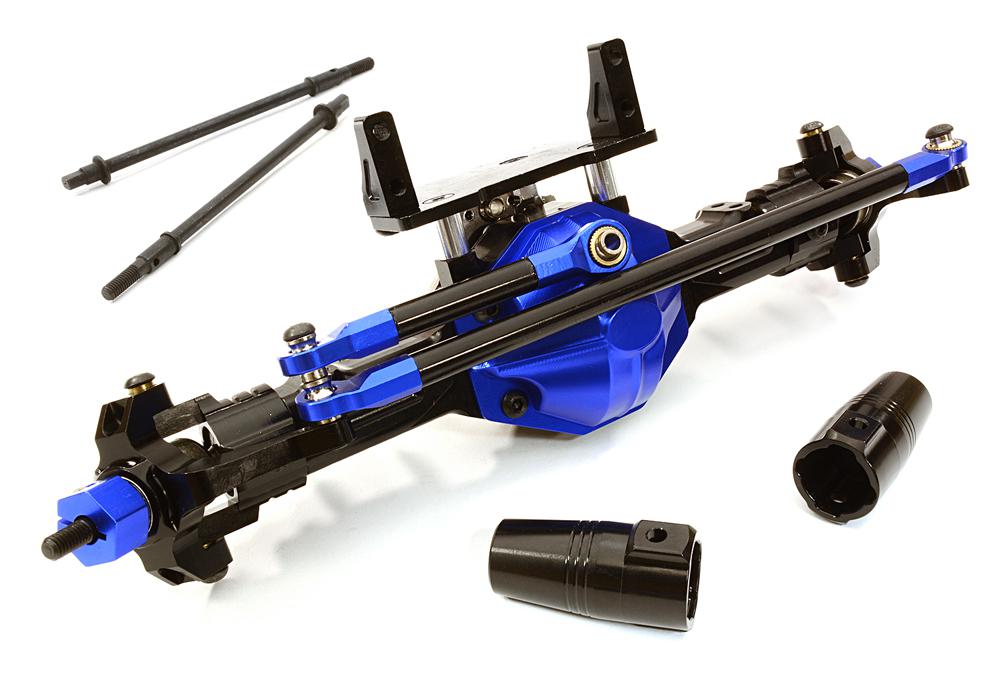 OBM233024BLUE CNC Machined Complete Aluminum Convertible Front or Rear Axle for SCX-10 - Image 1