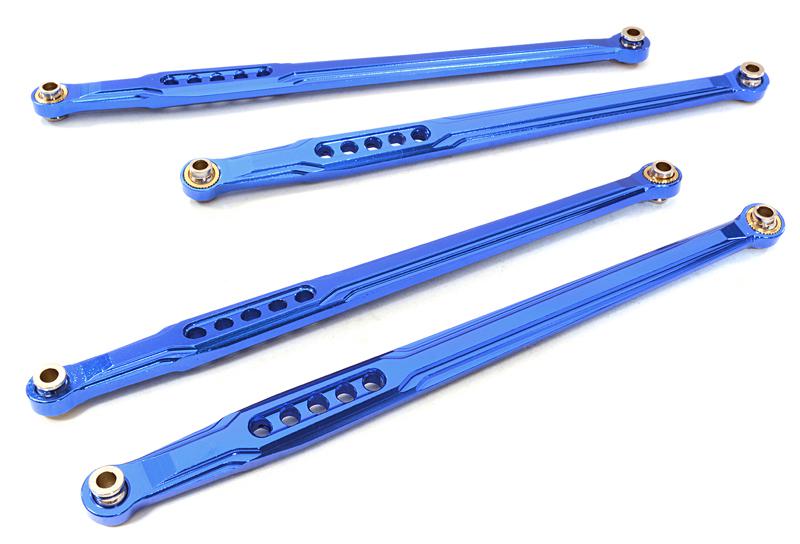 OBMBR233009BLUE CNC Machined 130+122mm Aluminum Lower Chassis Linkages Set (4) for Axial SCX-10 - Image 1