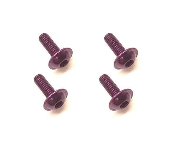SQ-FAW-308P Square R/C M3 x 8mm Aluminum Button Head Hex Screws (Flanged) Purple (4 pcs) - Image 1