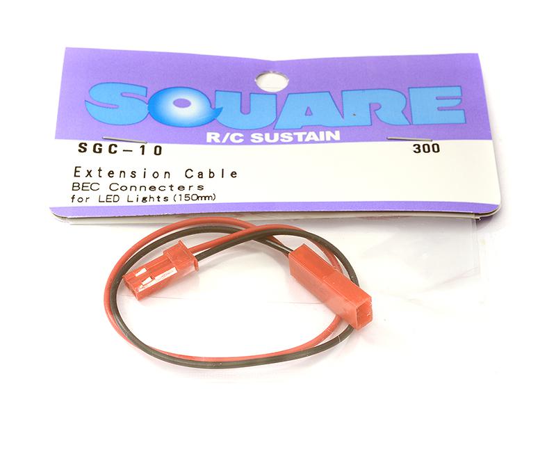 SQ-SGC-10 Square R/C Extension Cable (BEC Connectors) for LED Lights (150mm) - Image 1