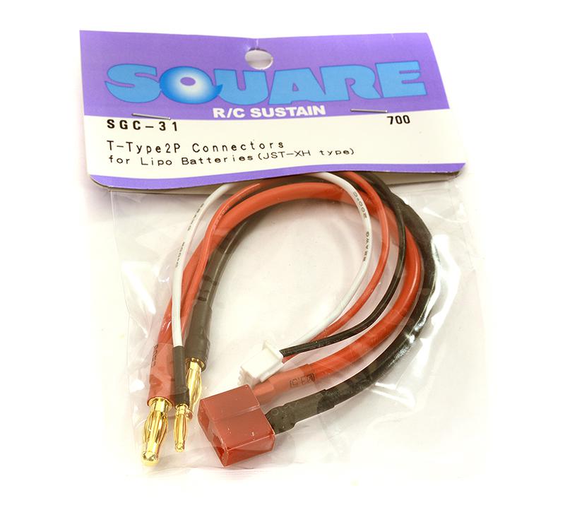 SQ-SGC-31 Square R/C T-Type 2P Connectors for LiPo Batteries (JST-XH type) - Image 1