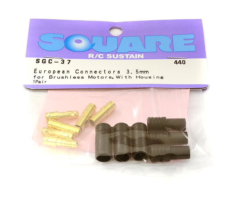 SQ-SGC-37 Square R/C European Connectors - 3.5mm for Brushless Motors, with Housing 1 Pair - Image 1