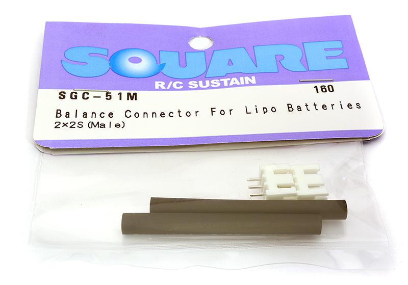 SQ-SGC-51M Square R/C Balance Connector for LiPo Batteries, 2x 2S (Male) - Image 1