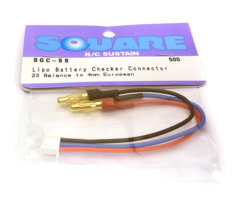 SQ-SGC-68 Square R/C Battery Checker Connector (2S Balance to 4mm European) - Image 1