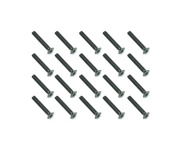 SQ-SST-318 Square R/C M3 x 18mm Black Steel Flat Head Hex Screws (20 pcs.) - Image 1