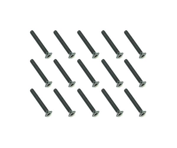 SQ-SST-322 Square R/C M3 x 22mm Black Steel Flat Head Hex Screws (15 pcs.) - Image 1