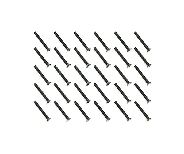 SQ-SST-325L Square R/C M3 x 25mm Black Steel Flat Head Hex Screws (30 pcs.) - Image 1