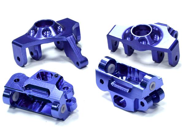 T5023BLUE Billet Machined Steering Knuckle & Caster Block Set for HPI 1/12 Savage XS Flux - Image 1