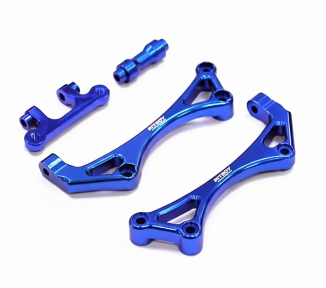T7173BLUE Machined Front Bumper Mount (2) for Associated 1/8 SC8 Short Course Truck - Blue - Image 1