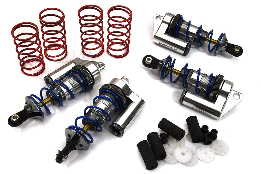 T7900SILVER Billet Machined MSR6 Silver Piggyback Shock (4) for Traxxas 1/10 Jato (L=81mm) - Image 1