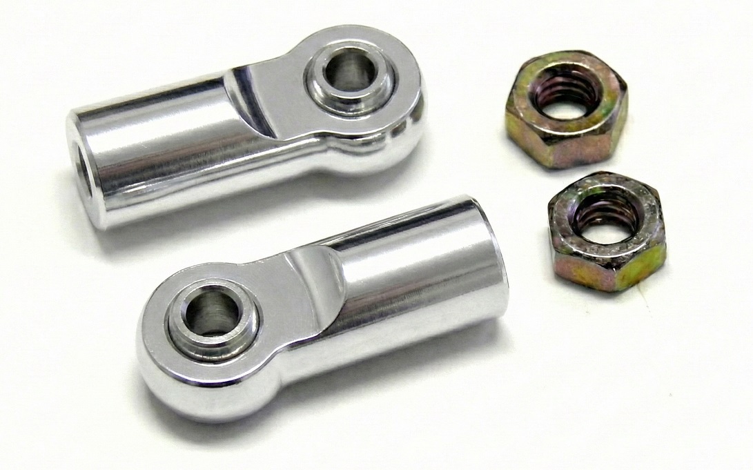T7971SILVER Alloy Ball End (2) 3mm Mounting Hole w/ M4 Thread (2) for 1/10 Jato Shocks MSR6 - Image 1