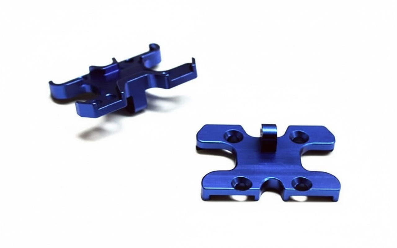 T8309BLUE Billet Machined Front & Rear Gearbox Bracket (2) for Losi 1/18 Mini-LST Truck - Image 1