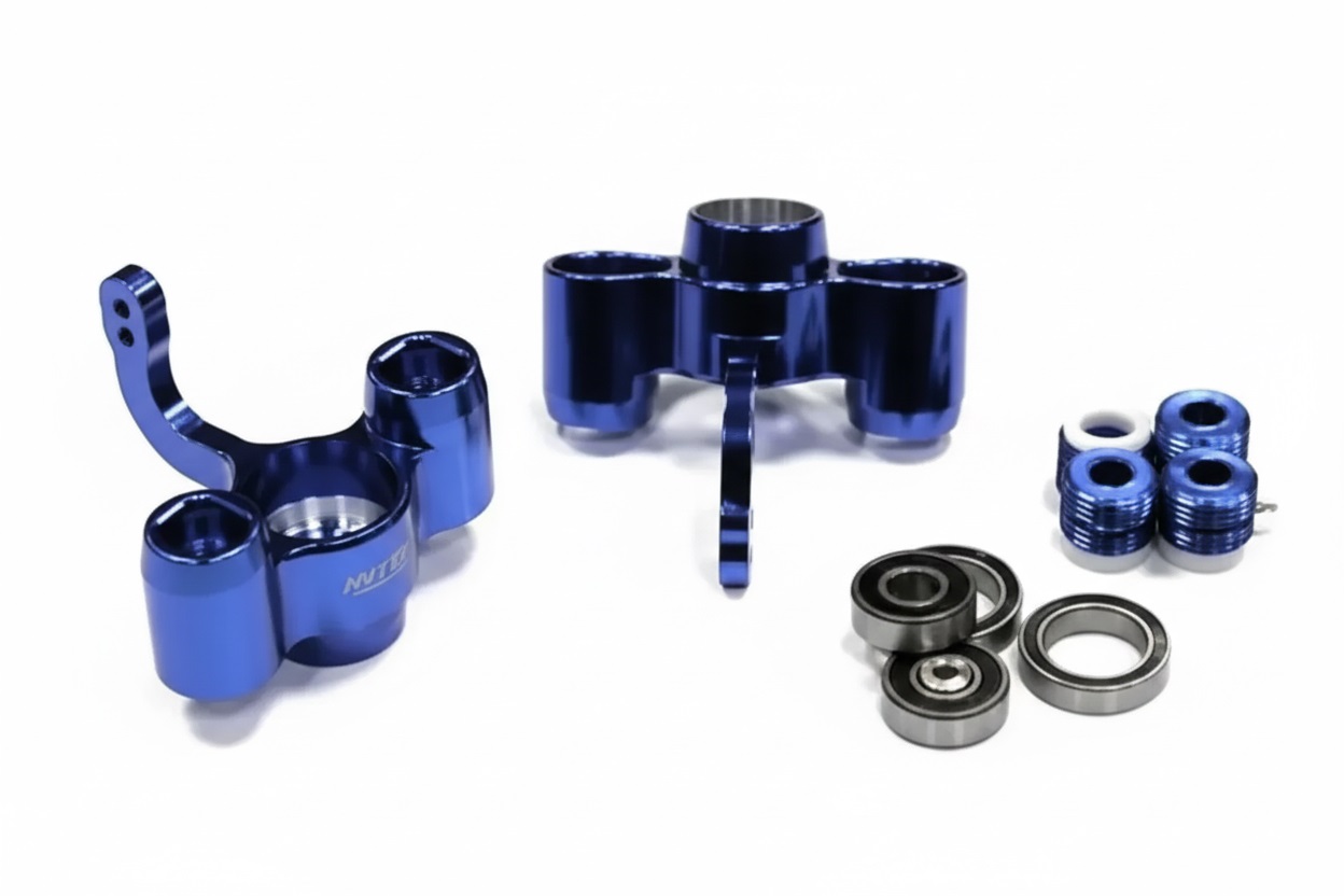 T8361BLUE Billet Machined Rear Steering Blocks for Associated Mini MGT 3.0 Monster Truck - Image 1