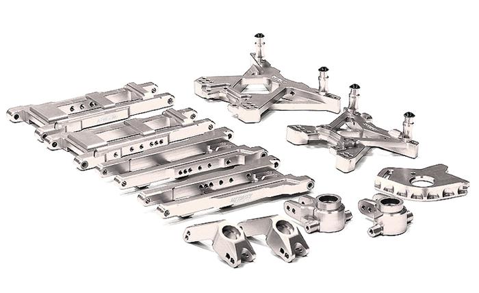 T8580SILVER Billet Machined Suspension Set for 1/10 Stampede 4X4 & Slash 4X4 (non-LCG) - Image 1