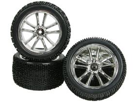 WH-18SI 3Racing 5 Spoke Tire and Rim Set for Lazer ZX-05 (4pcs)- Silver - Image 1